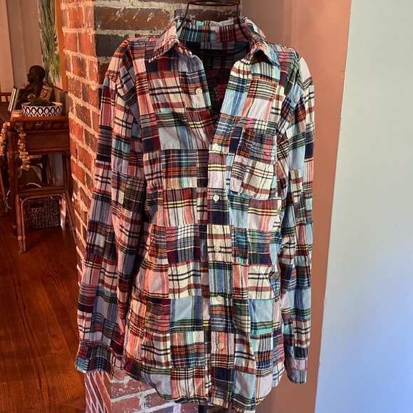 Men’s GAP slim fit patchwork plaid button down shirt - Picture 3 of 4